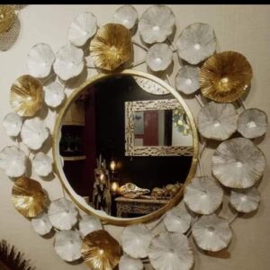 Gold & Silver Petals Round Mirror Wall Décor By OdiDecor