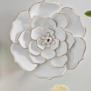 OdiDecor Home Decor White Metal Wall Flowers