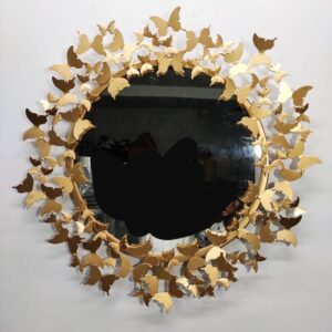 OdiDecor Decorative Butterfly Round Wall Mirror