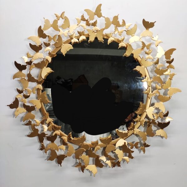 OdiDecor Decorative Butterfly Round Wall Mirror