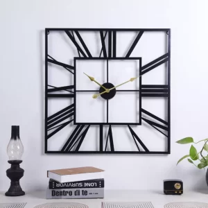 Wall Hanging Clock Square Shape Vintage Roman Number Clock Office & Home