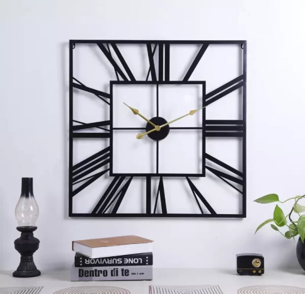 Wall Hanging Clock Square Shape Vintage Roman Number Clock Office & Home