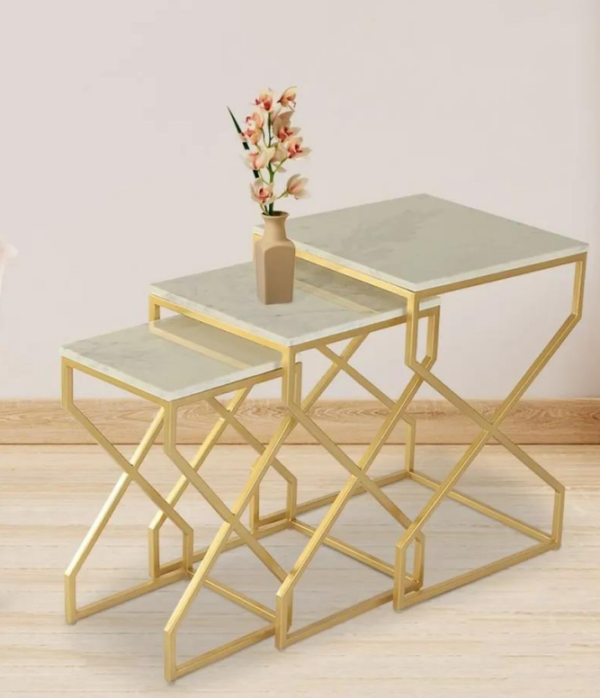 GOLDEN NESTING TABLE SET OF 3