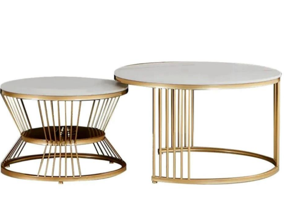 Buy Online Golden Circular Table Set of 2