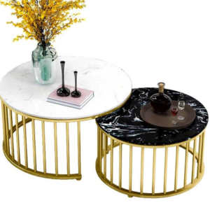 Dual Color Round Nesting Table Set Of 2